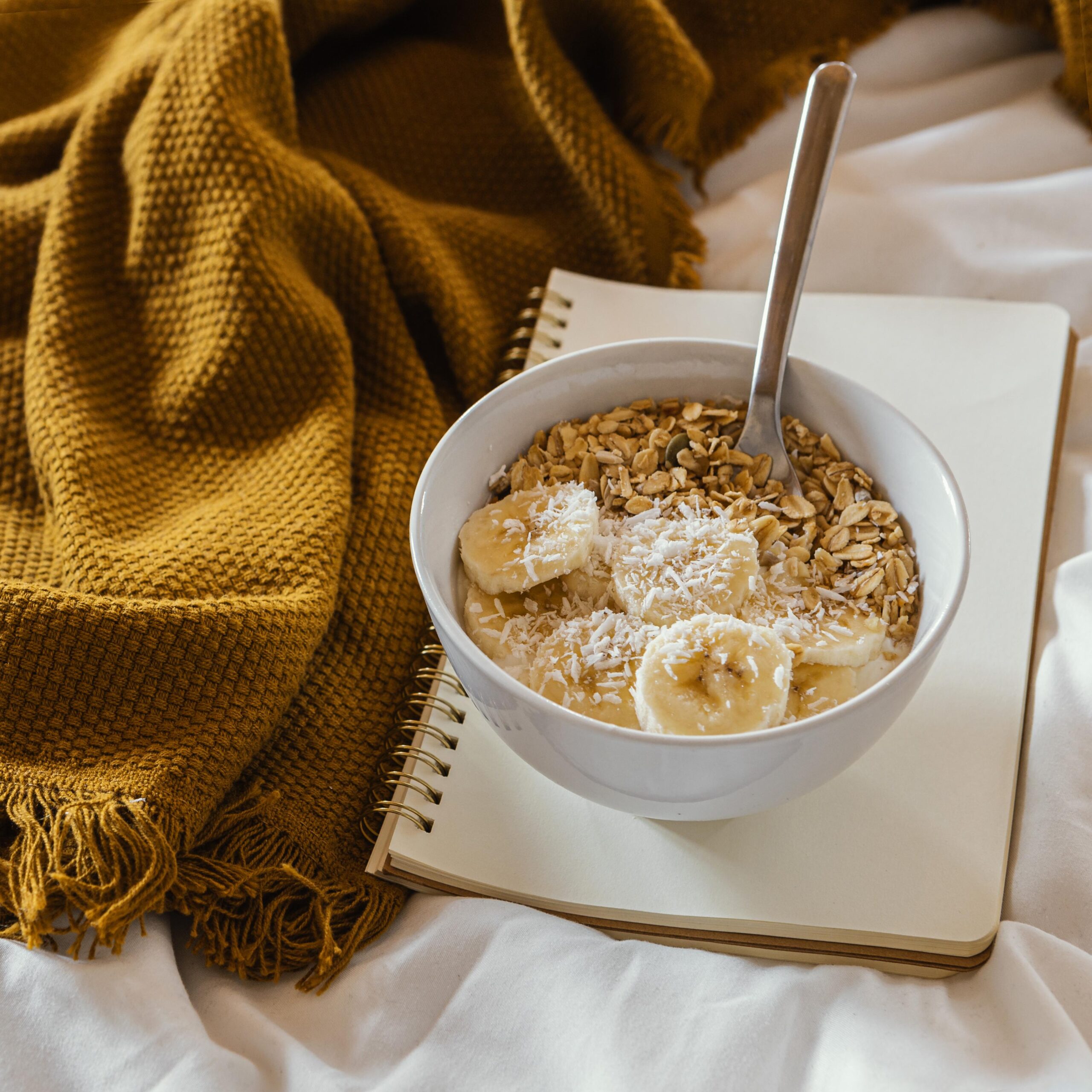 delicious breakfast with cereals banana